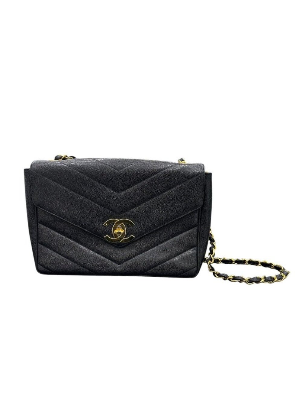 Chanel Caviar Leather Black Shoulder Bag